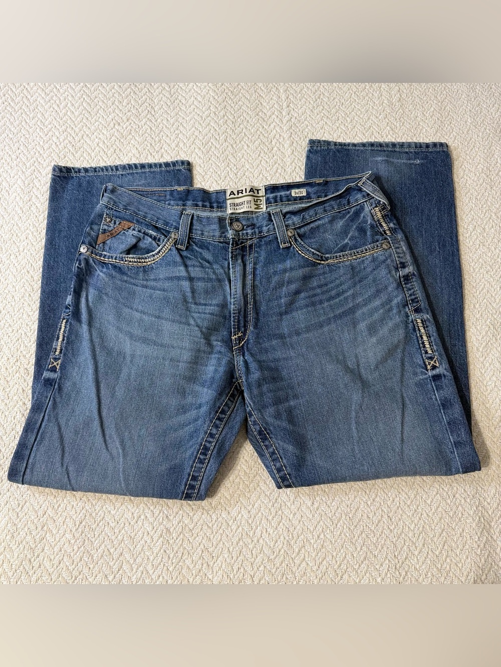 Ariat M5 Gambler Stackable Straight Leg Jeans 36x30 Ridgeline 100% Cotton